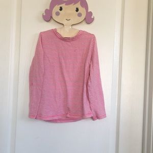Pink and cream striped poof girl shirt size L/6X